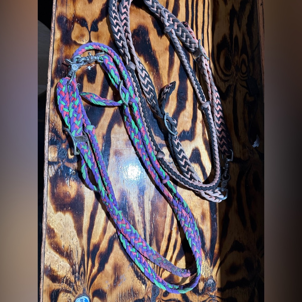 2 sets of braided barrel reins